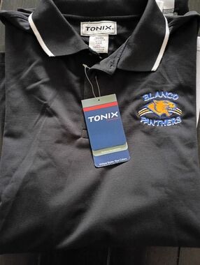 TONIX Black Polo with Embroidered Blanco Panthers Logo